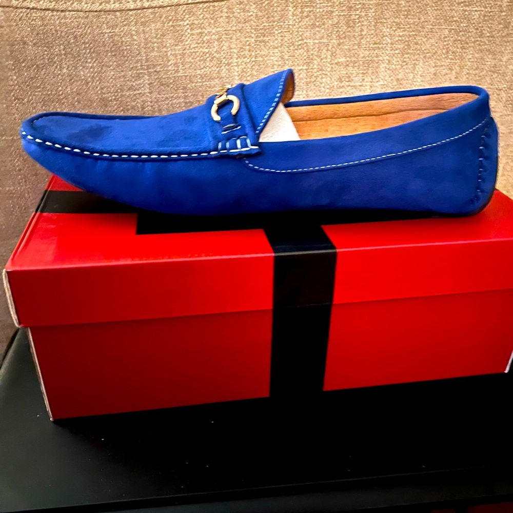 Brand new blue mens loafers (moccasins) slip ons.